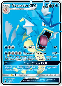 Full Art Gyarados GX Pokemon card from Crimson Invasion