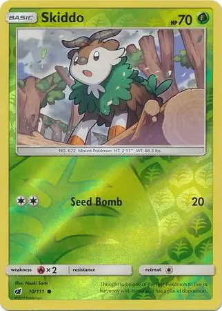 Skiddo Reverse Holo Pokemon card from Crimson Invasion