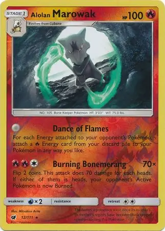 Alolan Marowak Reverse Holo Pokemon card from Crimson Invasion