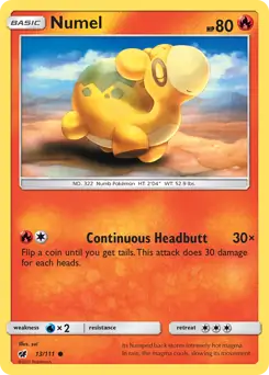 Numel Pokemon card from Crimson Invasion