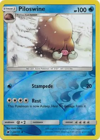 Piloswine Reverse Holo Pokemon card from Crimson Invasion