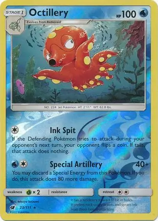 Octillery Reverse Holo Pokemon card from Crimson Invasion
