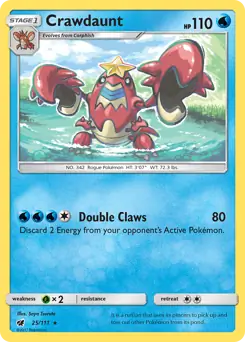 Crawdaunt Pokemon card from Crimson Invasion