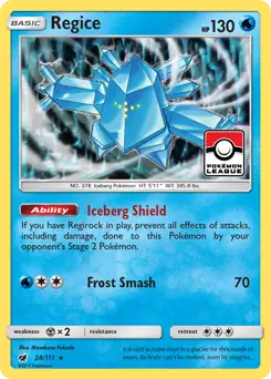 Regice Pokemon card from Crimson Invasion