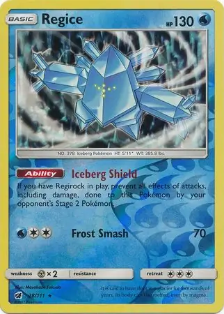 Regice Reverse Holo Pokemon card from Crimson Invasion