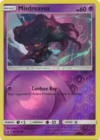 Misdreavus Reverse Holo Pokemon card from Crimson Invasion
