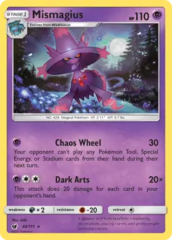 Mismagius Pokemon card from Crimson Invasion