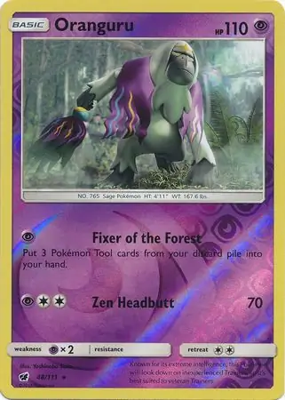 Oranguru Reverse Holo Pokemon card from Crimson Invasion
