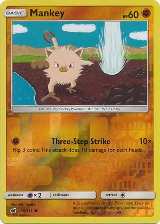 Mankey Reverse Holo Pokemon card from Crimson Invasion