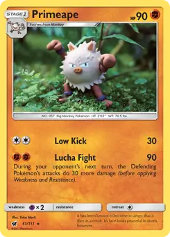 Primeape Pokemon card from Crimson Invasion