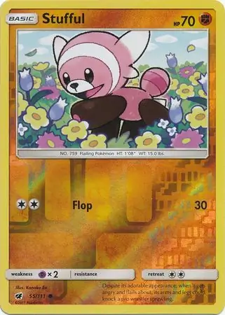 Stufful Reverse Holo Pokemon card from Crimson Invasion