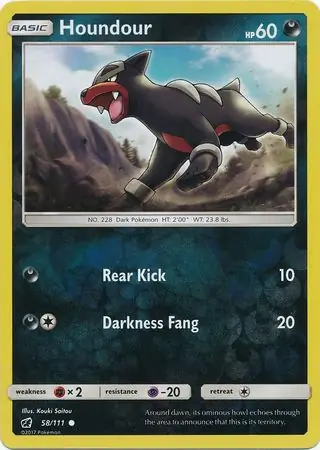 Houndour Reverse Holo Pokemon card from Crimson Invasion