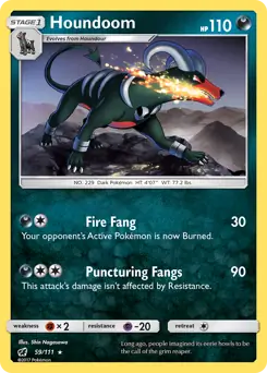 Houndoom Pokemon card from Crimson Invasion