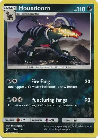 Houndoom Reverse Holo Pokemon card from Crimson Invasion