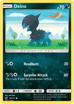 Deino Pokemon card from Crimson Invasion