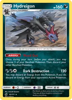 Hydreigon Pokemon card from Crimson Invasion