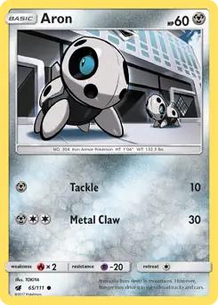 Aron Pokemon card from Crimson Invasion