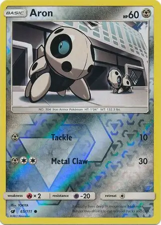 Aron Reverse Holo Pokemon card from Crimson Invasion