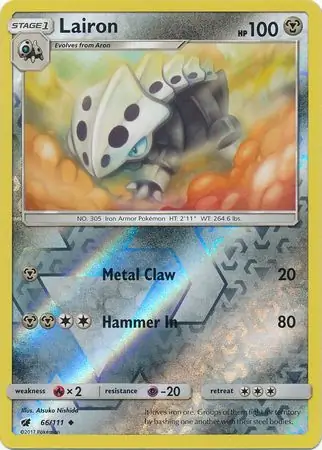 Lairon Reverse Holo Pokemon card from Crimson Invasion