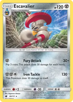 Escavalier Pokemon card from Crimson Invasion