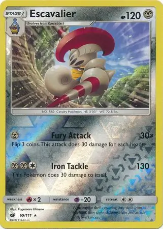 Escavalier Reverse Holo Pokemon card from Crimson Invasion