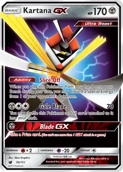 Kartana GX Pokemon card from Crimson Invasion