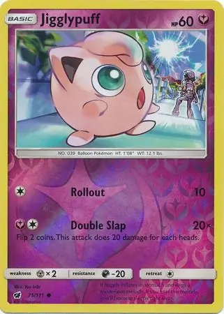 Jigglypuff Reverse Holo Pokemon card from Crimson Invasion