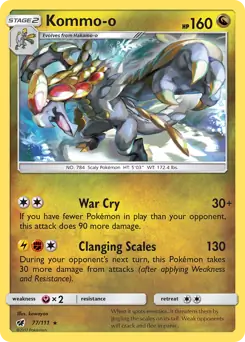 Kommo-o Pokemon card from Crimson Invasion