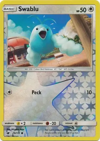 Swablu Reverse Holo Pokemon card from Crimson Invasion