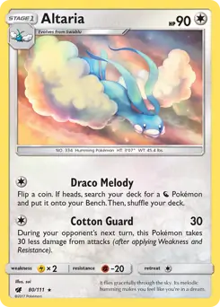 Altaria Pokemon card from Crimson Invasion
