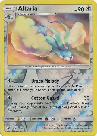 Altaria Reverse Holo Pokemon card from Crimson Invasion