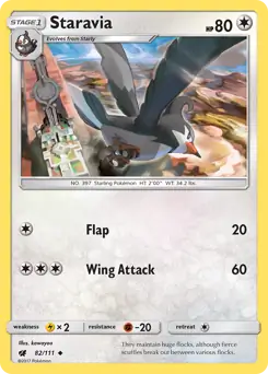 Staravia Pokemon card from Crimson Invasion