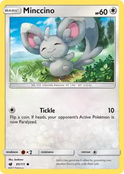 Minccino Pokemon card from Crimson Invasion