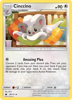 Cinccino Pokemon card from Crimson Invasion
