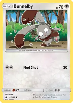 Bunnelby Pokemon card from Crimson Invasion