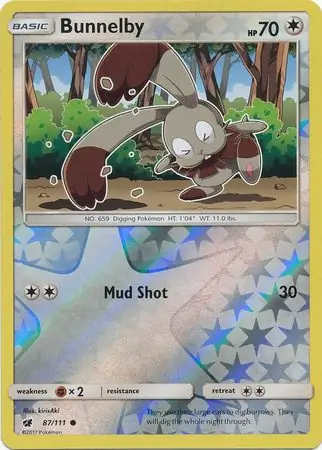 Bunnelby Reverse Holo Pokemon card from Crimson Invasion