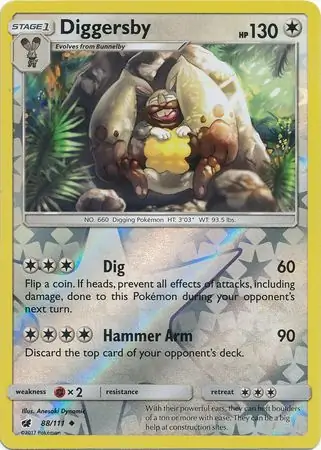 Diggersby Reverse Holo Pokemon card from Crimson Invasion