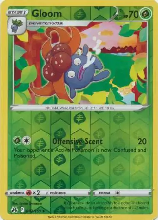 Gloom Reverse Holo Pokemon card from Crown Zenith