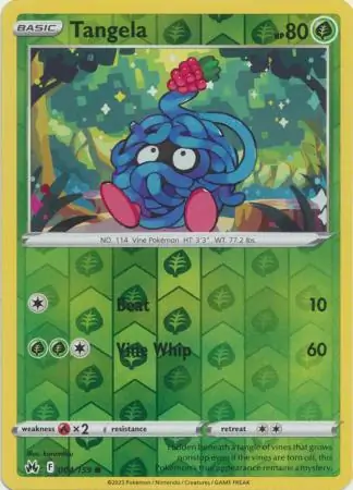 Tangela Reverse Holo Pokemon card from Crown Zenith