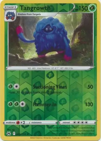 Tangrowth Reverse Holo Pokemon card from Crown Zenith