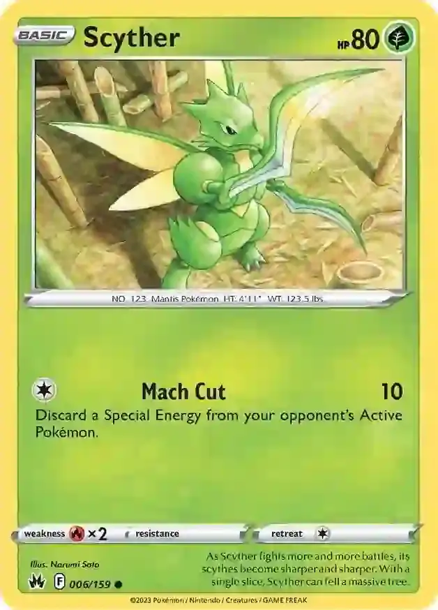 Scyther Pokemon card from Crown Zenith
