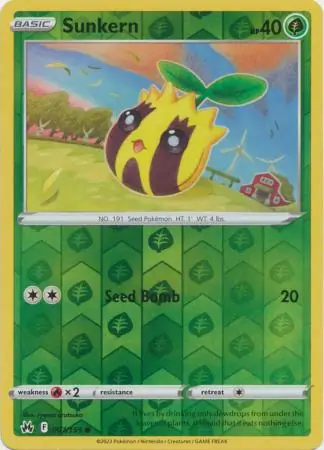 Sunkern Reverse Holo Pokemon card from Crown Zenith