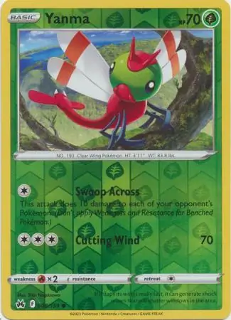 Yanma Reverse Holo Pokemon card from Crown Zenith
