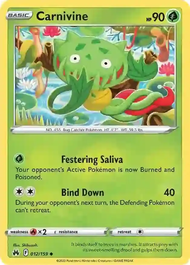 Carnivine Pokemon card from Crown Zenith