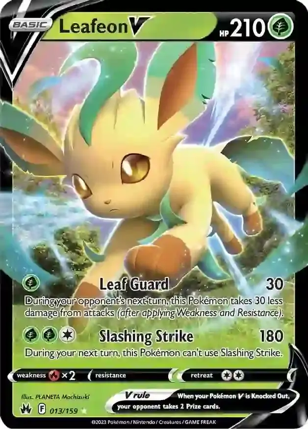 Leafeon V Pokemon card from Crown Zenith