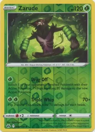 Zarude Reverse Holo Pokemon card from Crown Zenith