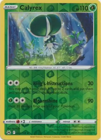 Calyrex Reverse Holo Pokemon card from Crown Zenith