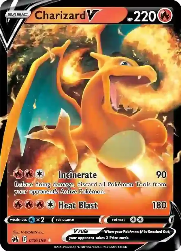 Charizard V Pokemon card from Crown Zenith