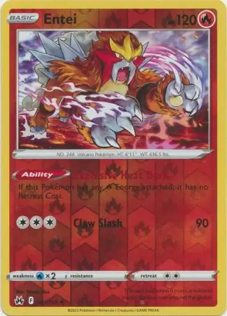 Entei Reverse Holo Pokemon card from Crown Zenith