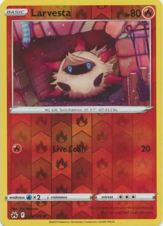 Larvesta Reverse Holo Pokemon card from Crown Zenith